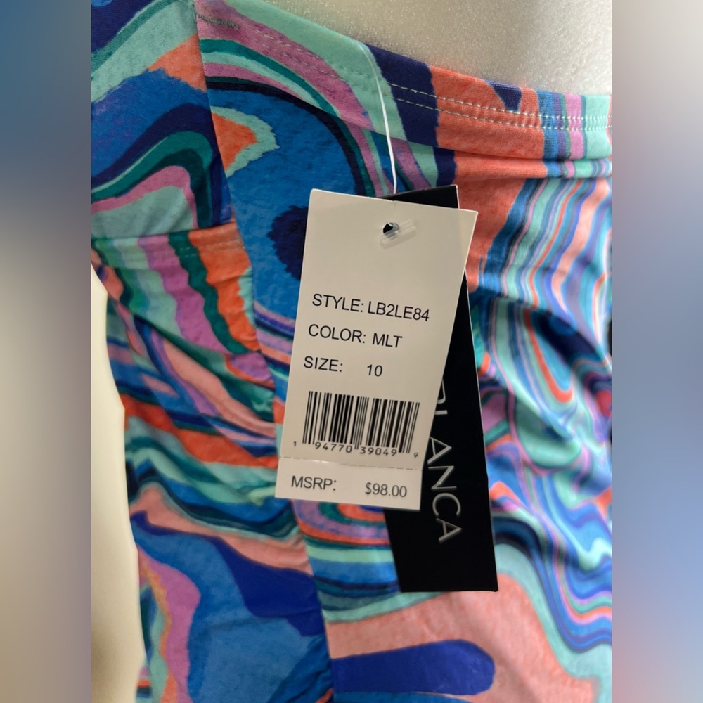 La Blanca Vibrant Multicolor Swirl Women's Tankini Swimsuit Top, Size 10, NWT - Picture 7 of 8